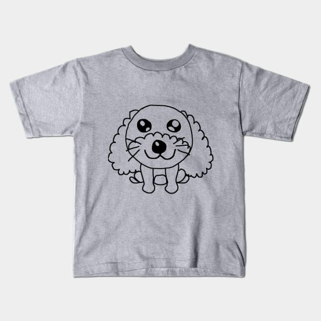 Joyful Pup: Smiling Sketch Kids T-Shirt by EnjoyArty